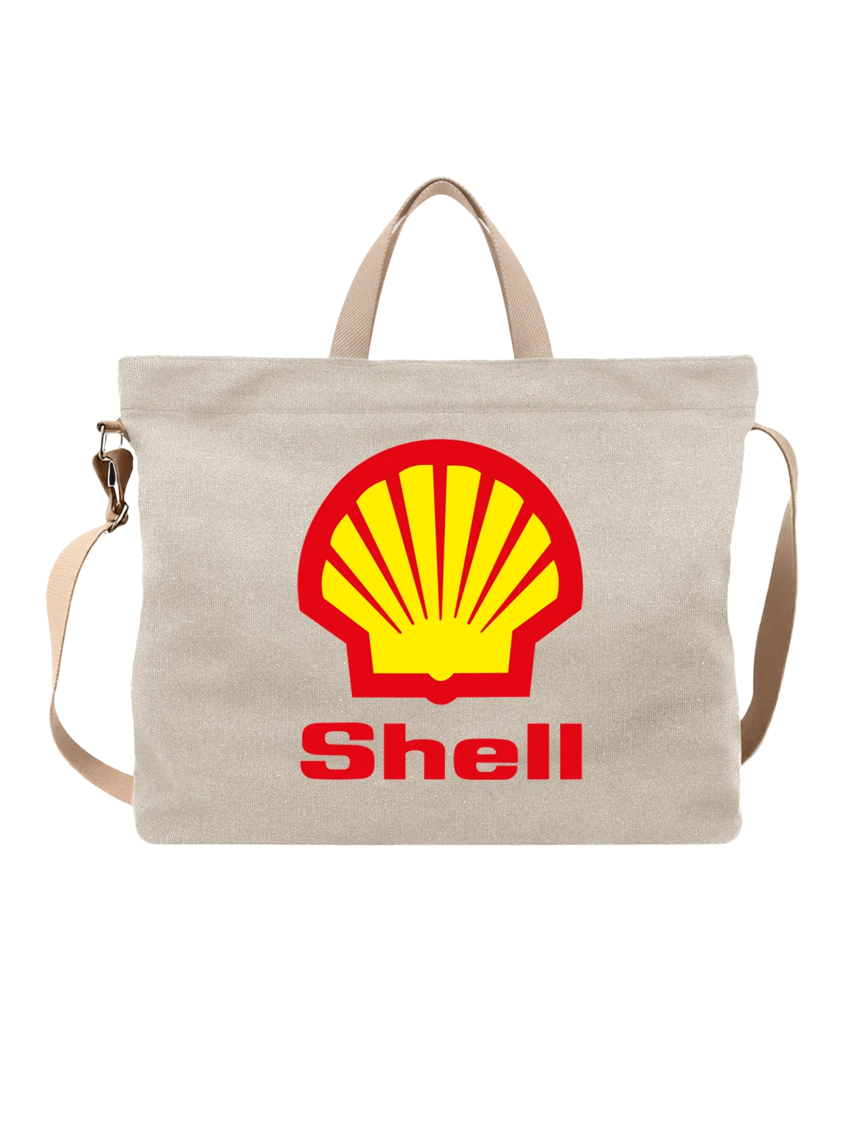 Сумка Shell белая с принтом — бензин и моторное масло — Белая, фото 1