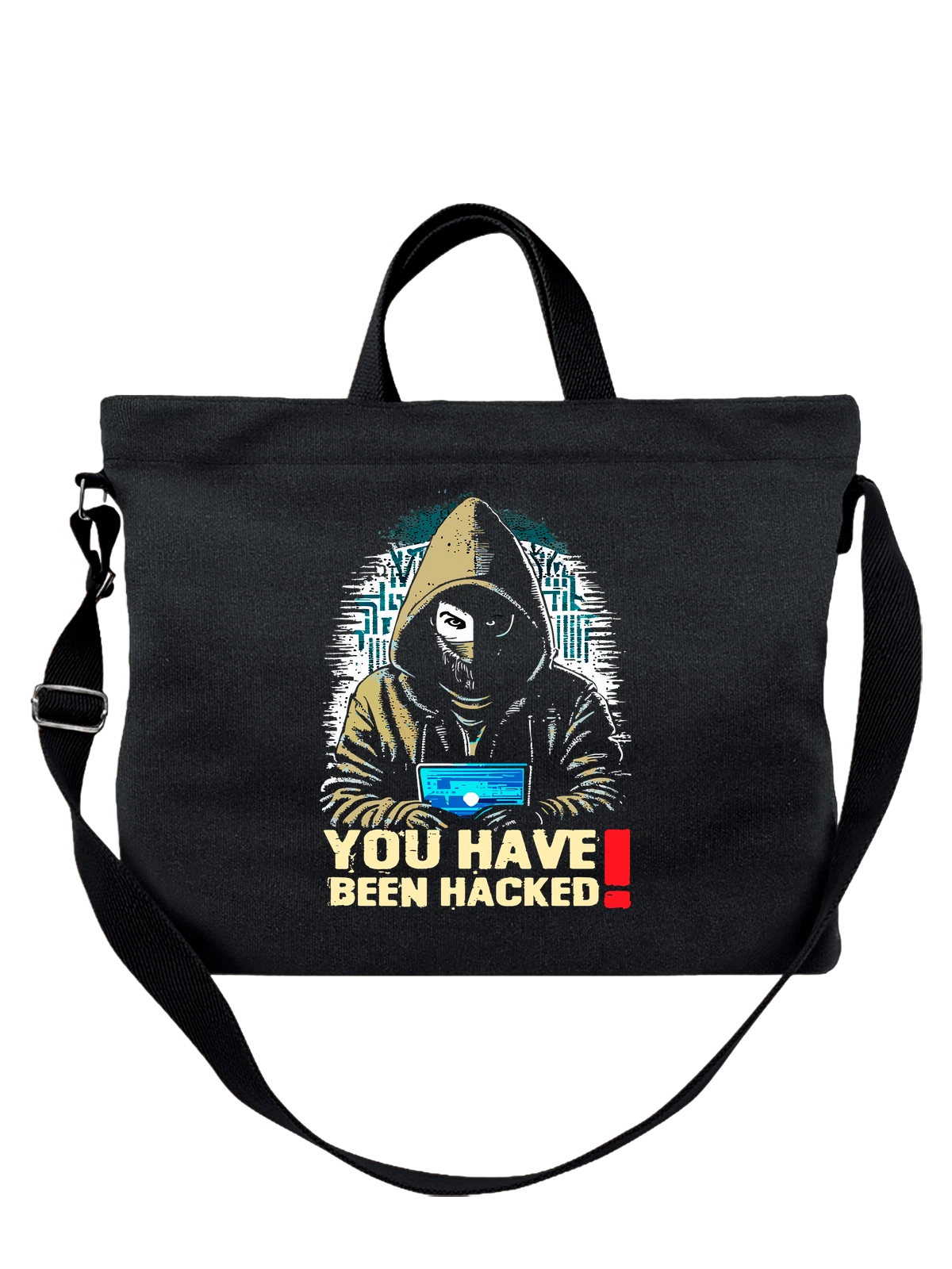 Сумка Хакер you have been hacked чёрная с принтом — подарок на праздник — Чёрная, фото 1