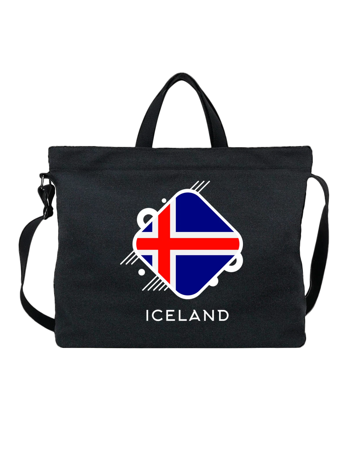 Сумка Флаг Исландии Iceland чёрная с принтом — национальная символика — Чёрная, фото 1