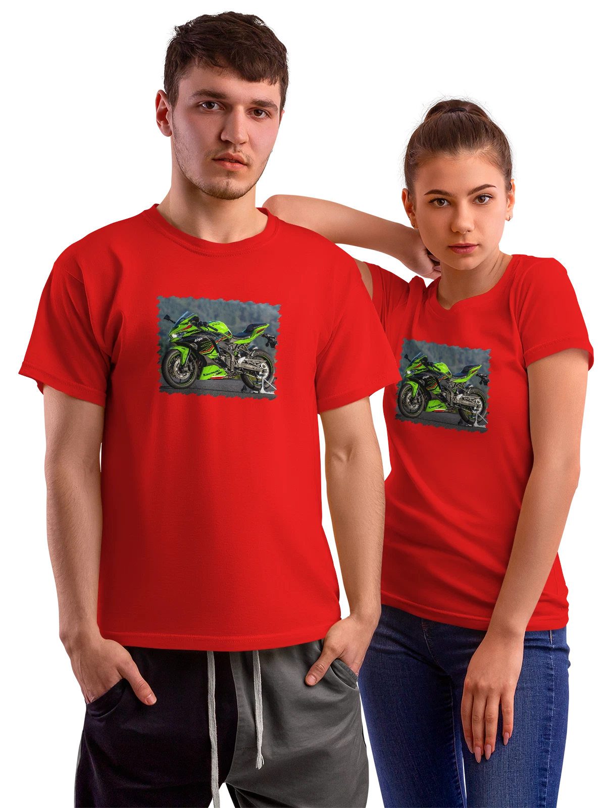 Футболка Мотоцикл Спортивные Kawasaki Ninja ZX 4RR красная с принтом — подарок мотоциклисту — Красная, фото 1