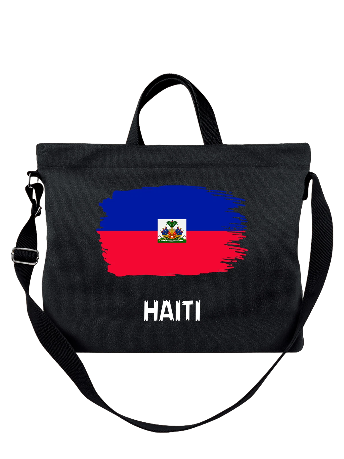 Сумка с флагом Гаити Haiti чёрная с принтом — национальная символика — Чёрная, фото 1