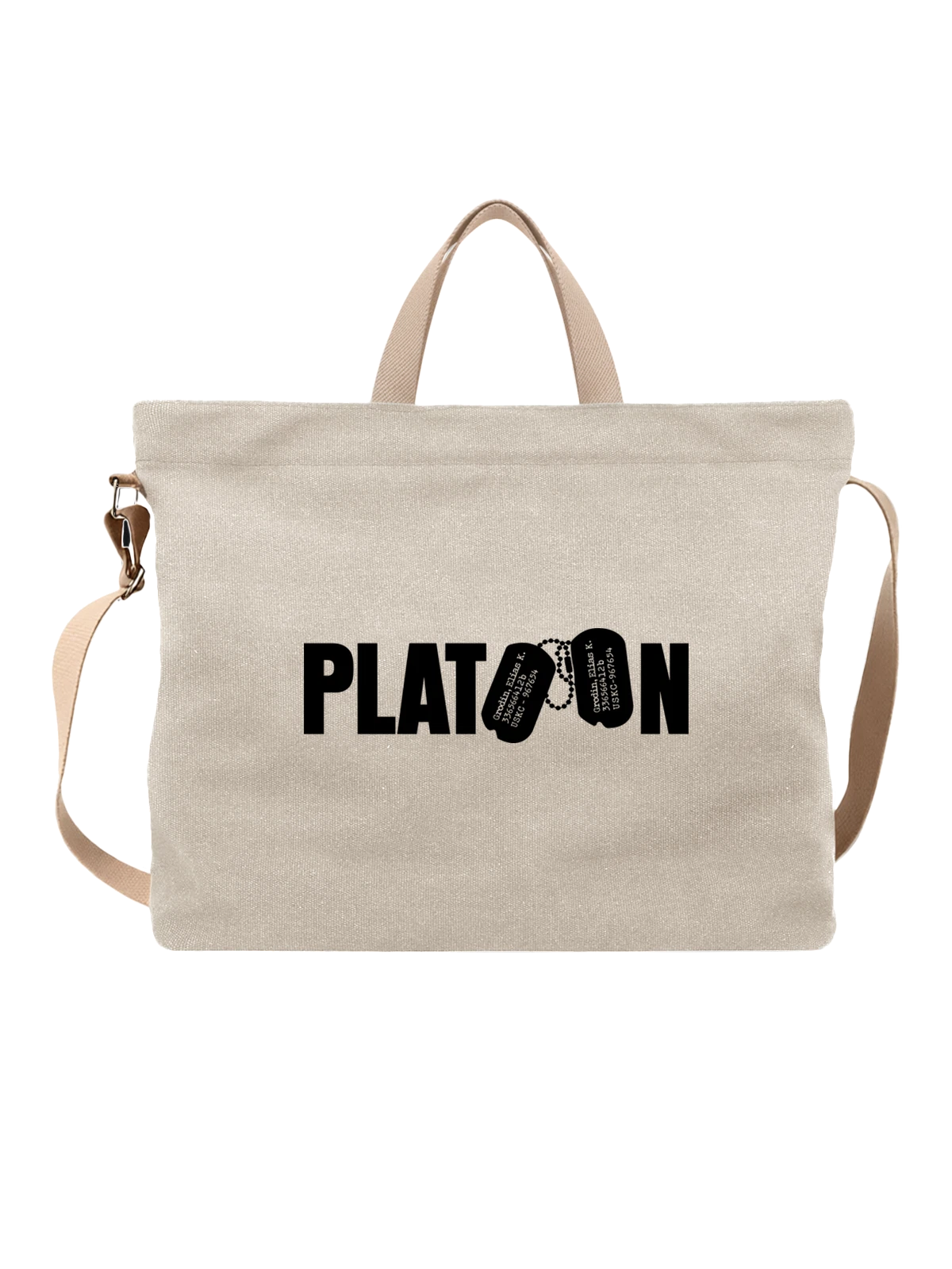 Сумка Platoon белая с принтом — военный фильм — Белая, фото 1