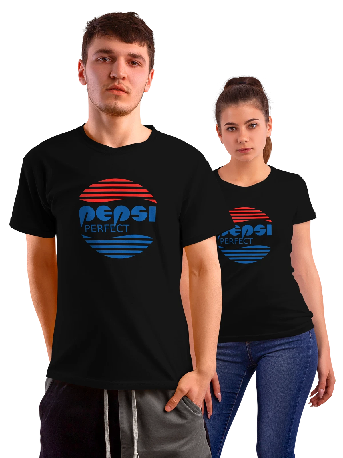 Футболка Pepsi чёрная с принтом — футуристическая реклама восьмидесятых — Чёрная, фото 1