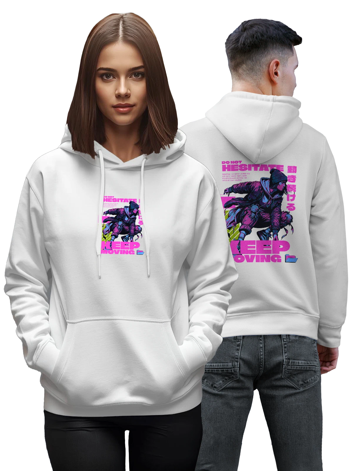 Худи Skateboarder girl-скейтер в зимней одежде белое с принтом — sneakers — Белая, фото 1