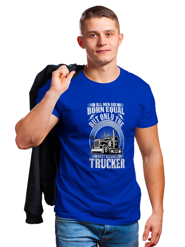 Футболка грузовик only best becomes trucker — Синяя, фото 1