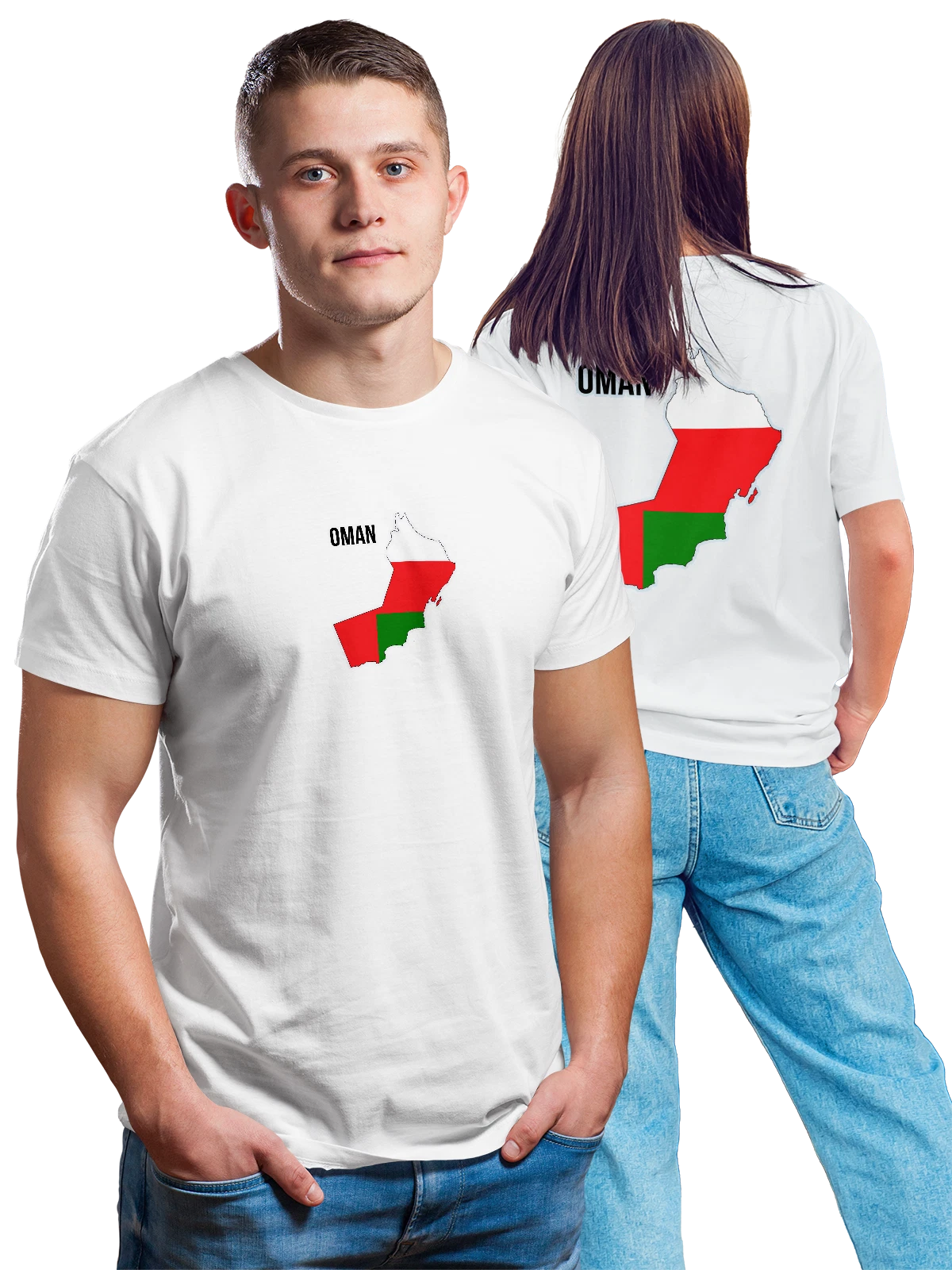 Футболка с флагом Омана Oman белая с принтом на спине — национальная символика — Белая, фото 1