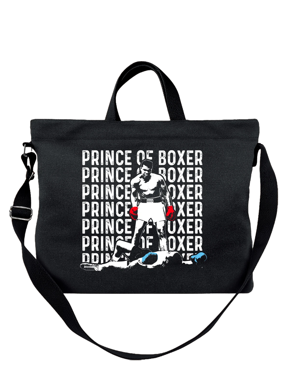 Сумка Мухаммед Али prince of boxer чёрная с принтом — подарок бойцу — Чёрная, фото 1