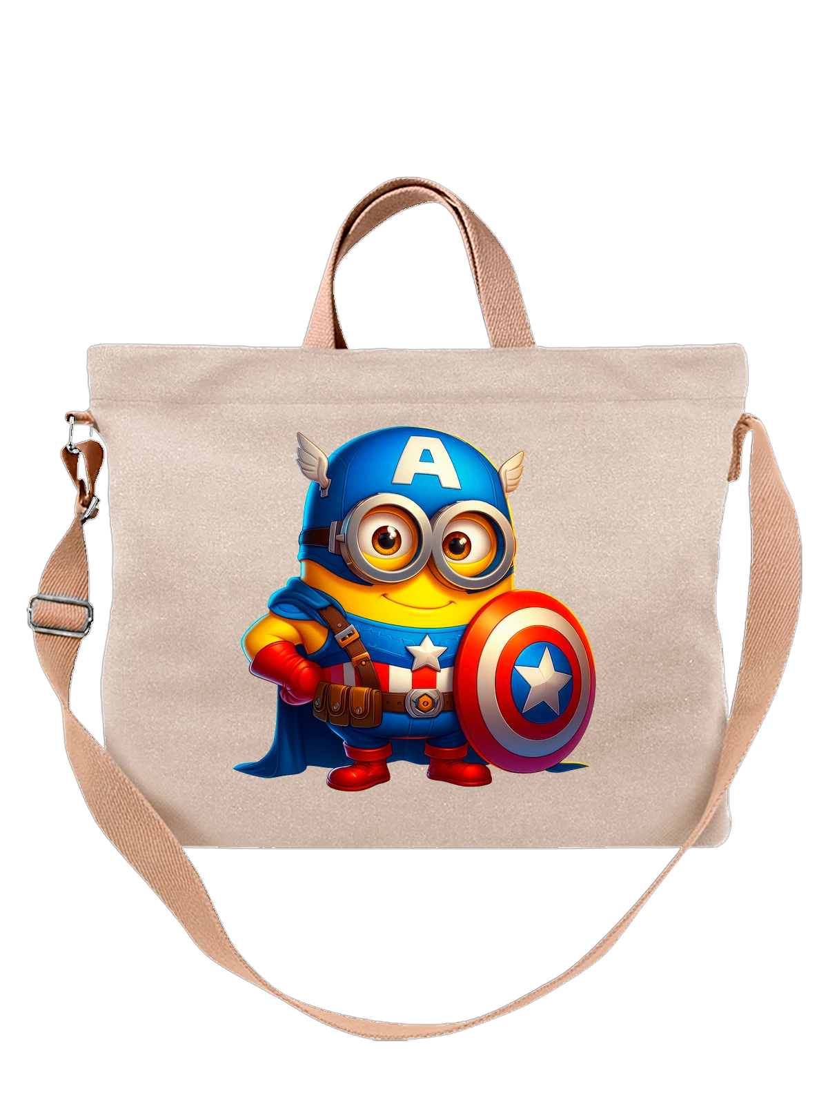 Сумка с Миньоном Minion Капитаном Америкой Captain Ameri белая с принтом — поп культура — Белая, фото 1