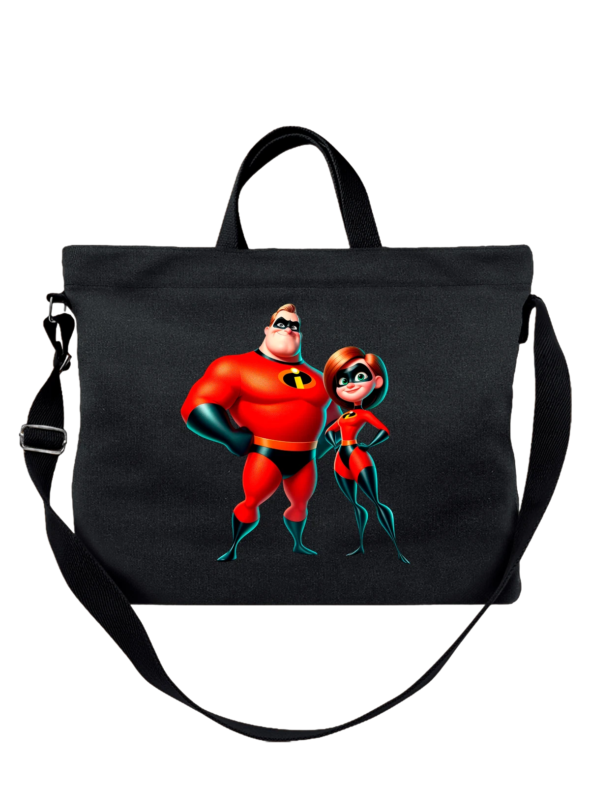 Сумка Боб Парр Эластика Суперсемейка Incredibles чёрная с принтом — забавная еда — Чёрная, фото 1