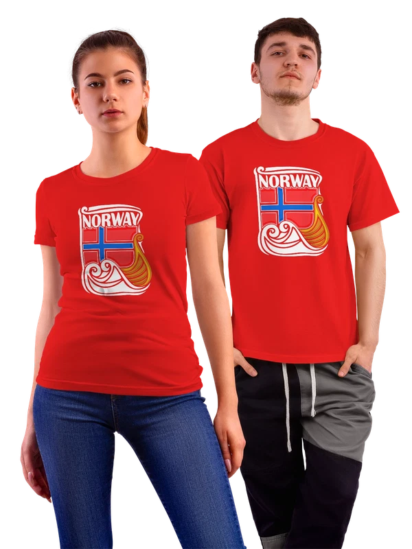 Футболка с флагом Норвегии Музей кораблей — Красная, фото 1