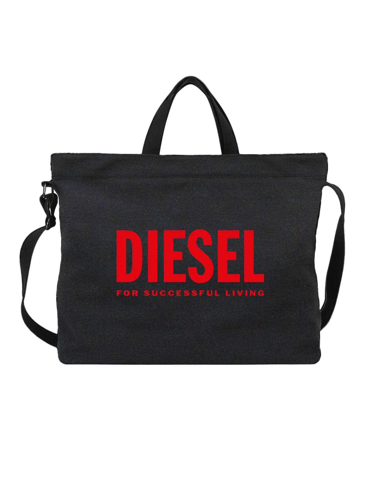 Сумка Diesel чёрная с принтом — рок эстетика — Чёрная, фото 1