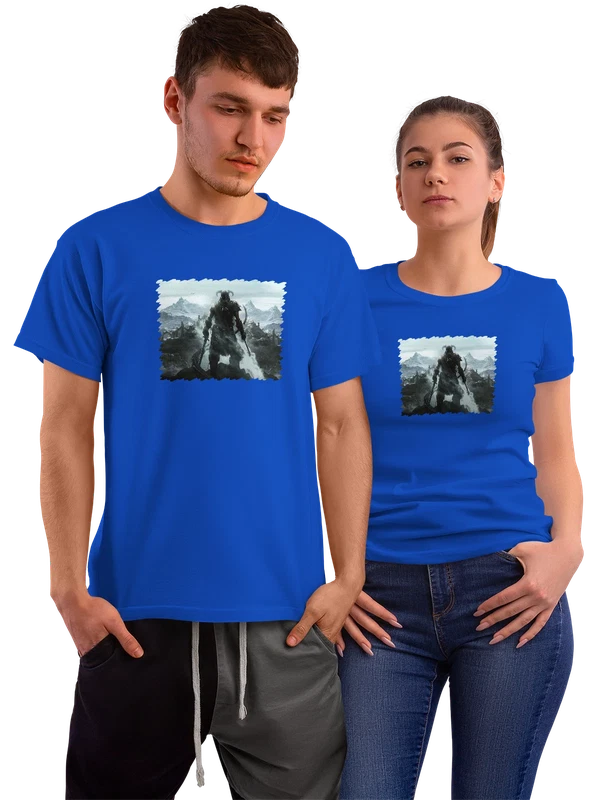 Футболка Игра The Elder Scrolls V Skyrim Dragonborn — Синяя, фото 1