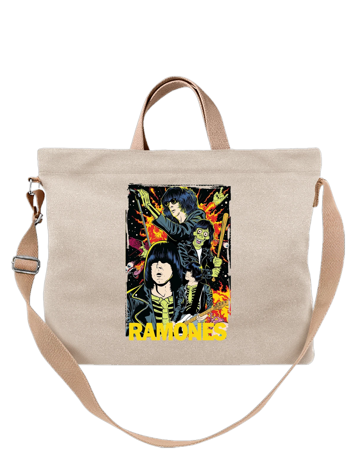 Сумка C Ramones Рамонес белая с принтом — рок группа — Белая, фото 1