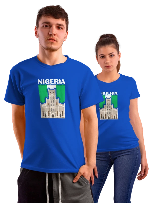Футболка с флагом Нигерии Nigeria церковь — Синяя, фото 1