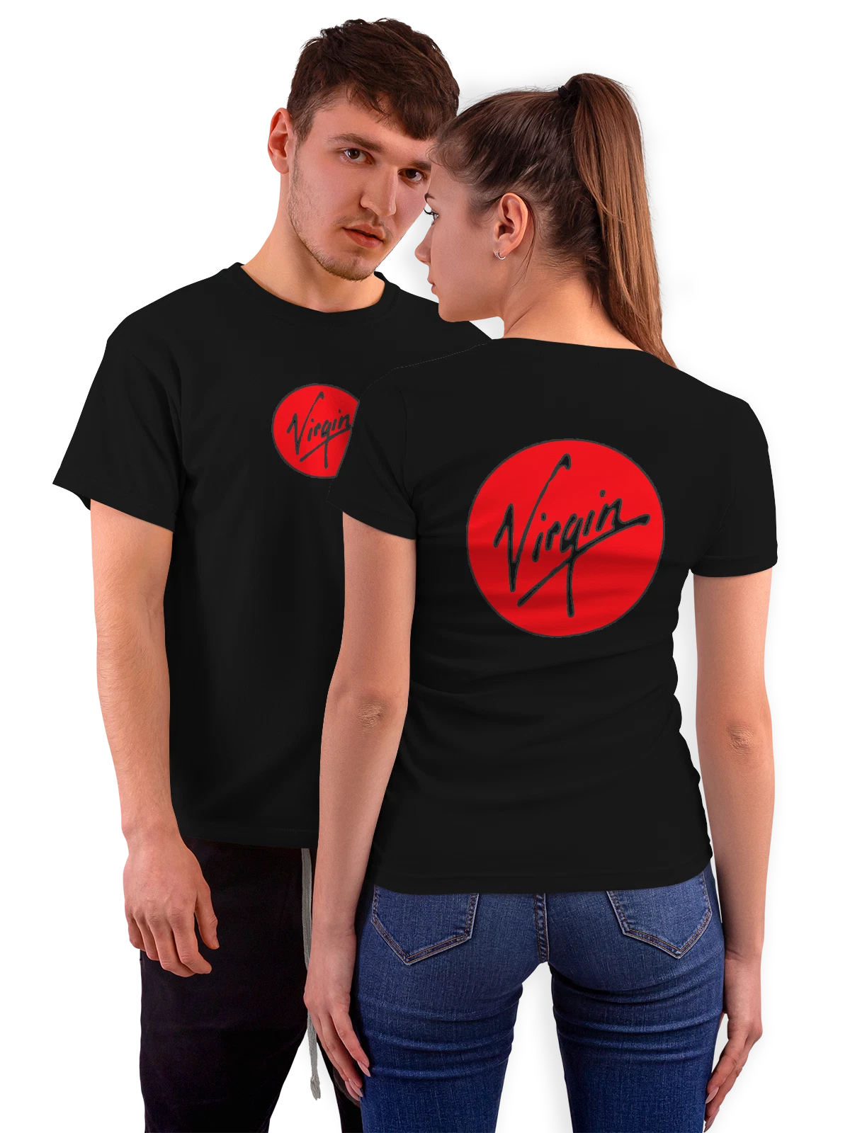 Футболка Virgin чёрная с принтом на спине — современная айдентика — Чёрная, фото 1