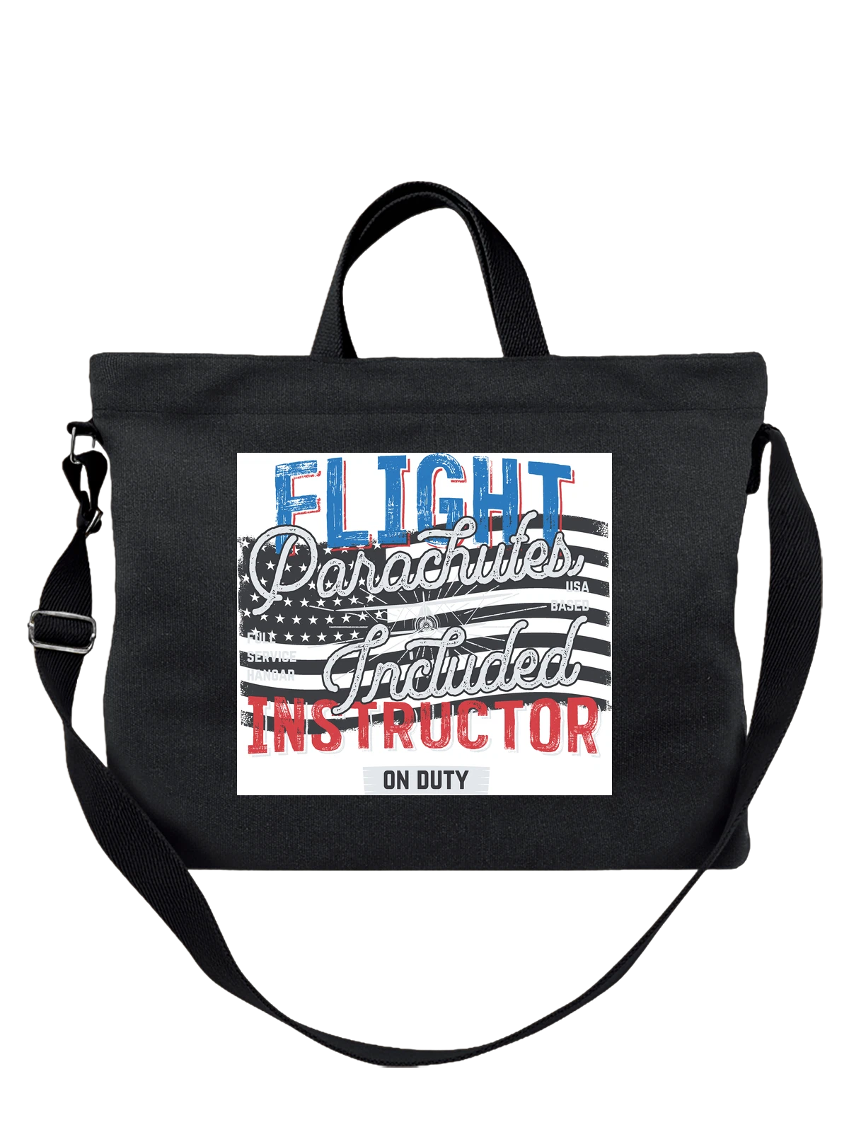 Сумка чёрная с принтом Авиационный инструктор on duty USA — flight training — Чёрная, фото 1