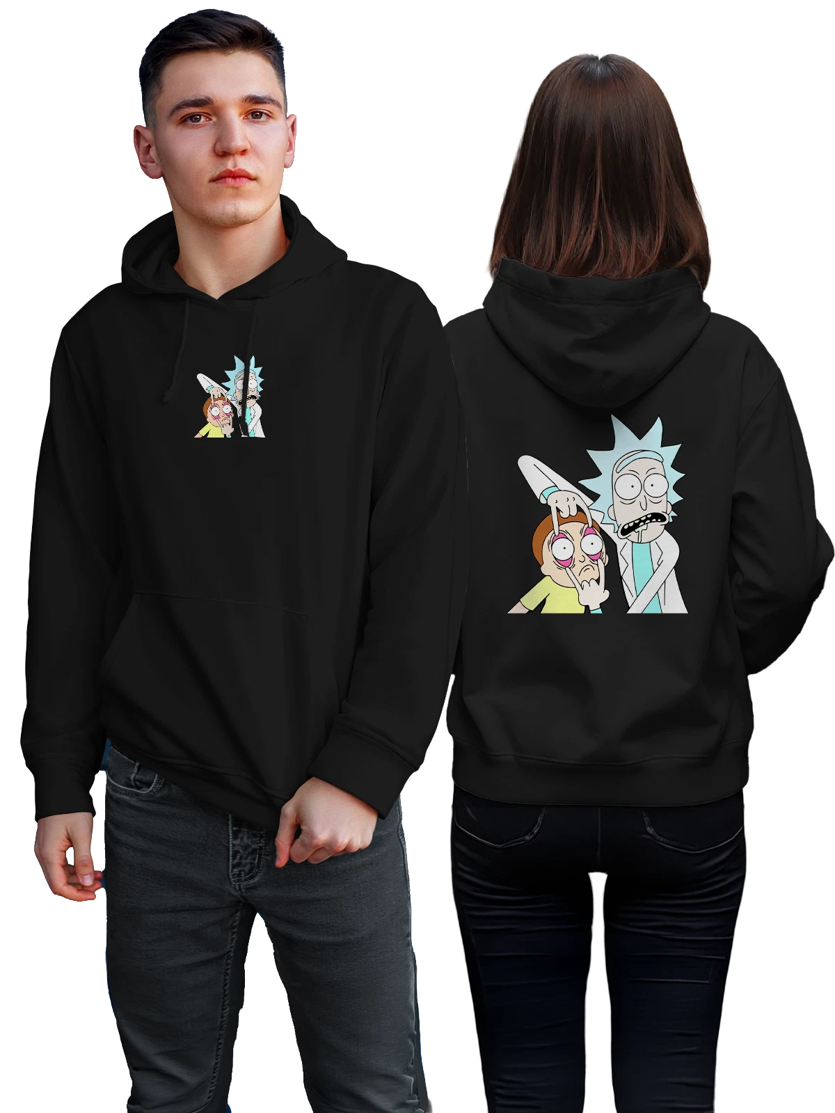 Худи Rick and Morty чёрное с принтом — поп культура — Чёрная, фото 1