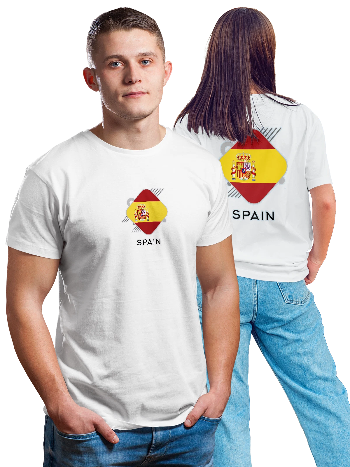 Футболка Флаг Испании Spain белая с принтом на спине — национальная символика — Белая, фото 1