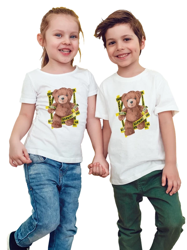 Футболка с медведем warning — Белая, фото 1