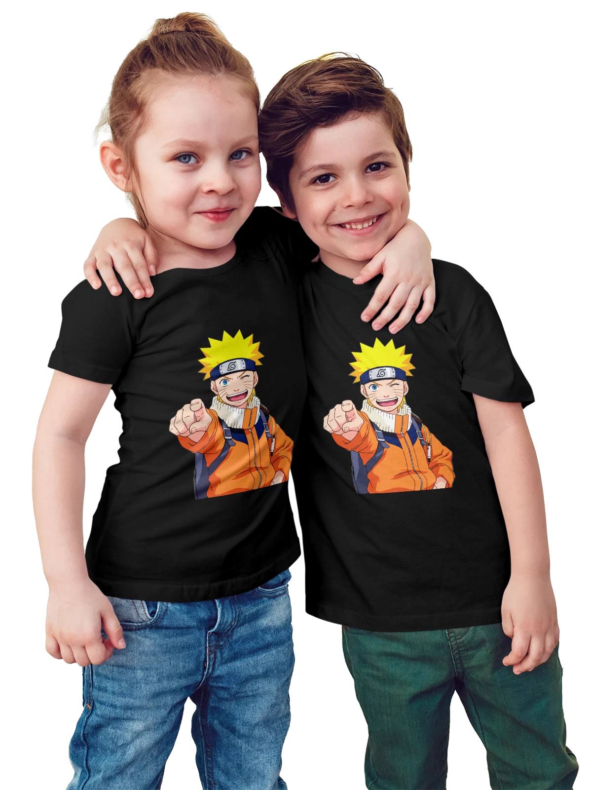 Футболка детская Наруто Naruto чёрная с принтом — фанатский принт — Чёрная, фото 1