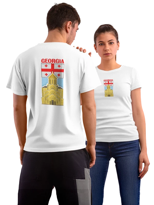 Футболка с флагом Грузии Georgia Цминда Самеба — Белая, фото 1
