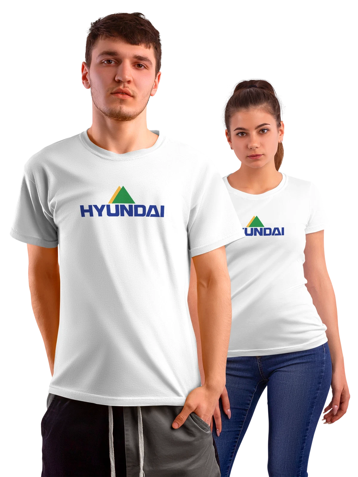 Футболка Hyundai белая с принтом — геометрическая композиция — Белая, фото 1
