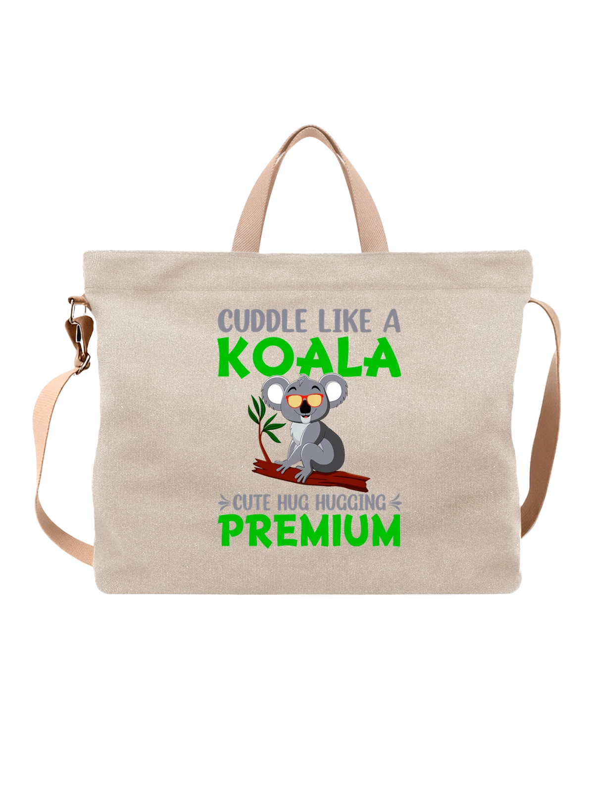 Сумка Коала cuddle like a koala белая с принтом — принт с надписью — Белая, фото 1