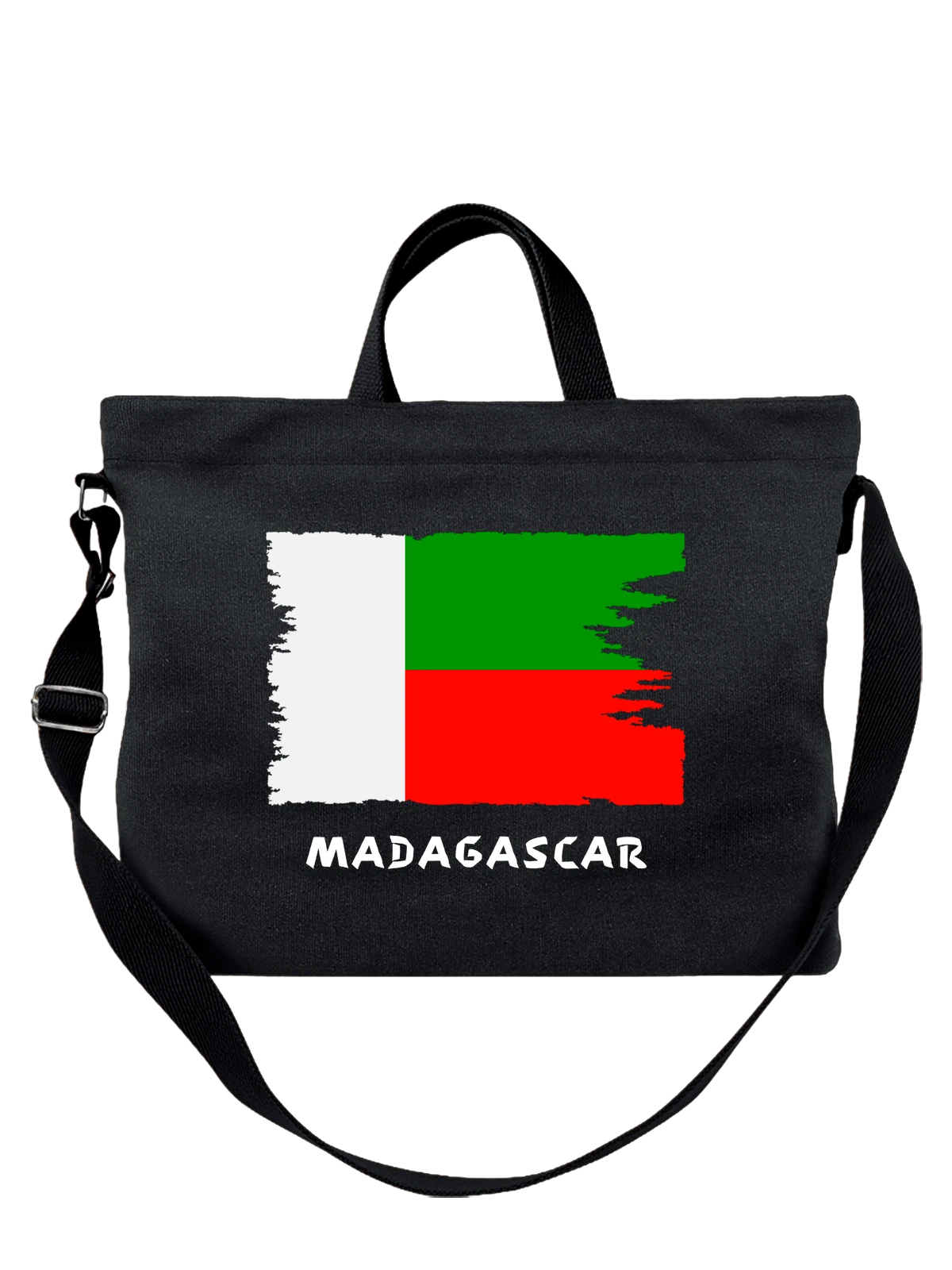 Сумка с флагом Мадагаскара Madagascar чёрная с принтом — национальная символика — Чёрная, фото 1