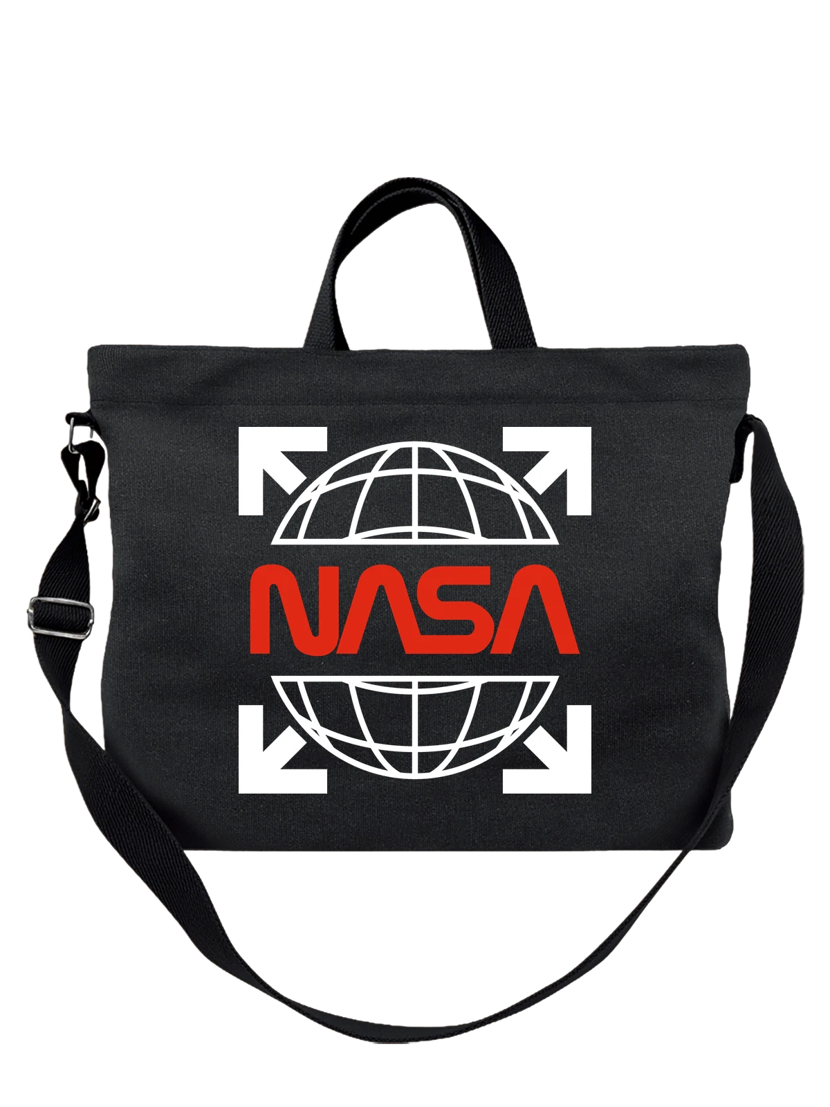 Сумка NASA чёрная с принтом — исследование планеты — Чёрная, фото 1