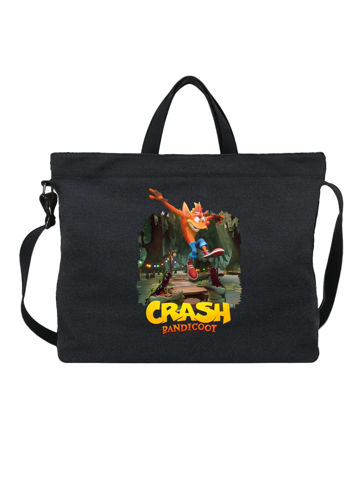 Сумка Crash bandicoot чёрная с принтом — ностальгия 90-х — Чёрная, фото 1
