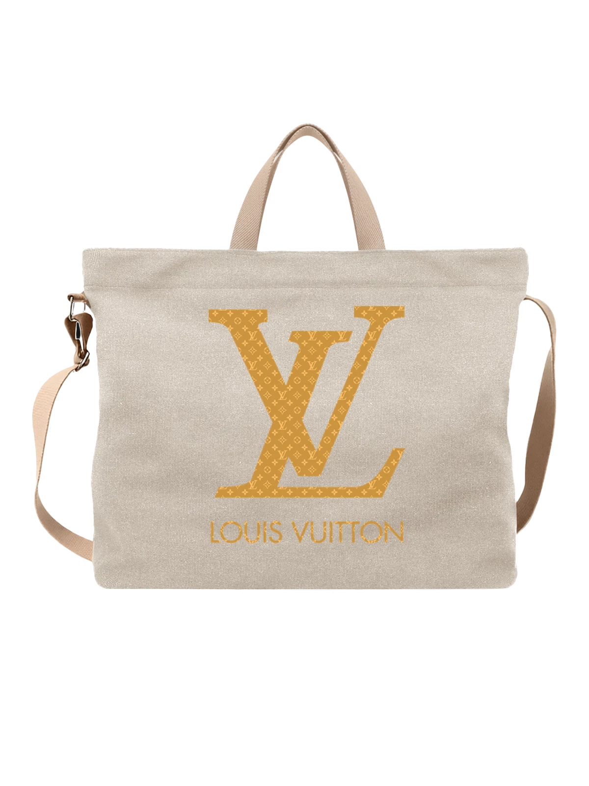 Сумка Louis Vuitton золотой монограммный узор белая с принтом — геометрический фон — Белая, фото 1