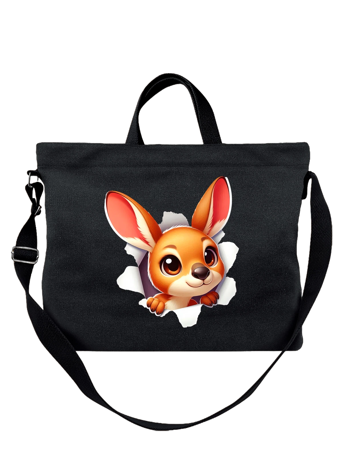 Сумка Кенгуру чёрная с принтом — одежда с характером — Чёрная, фото 1