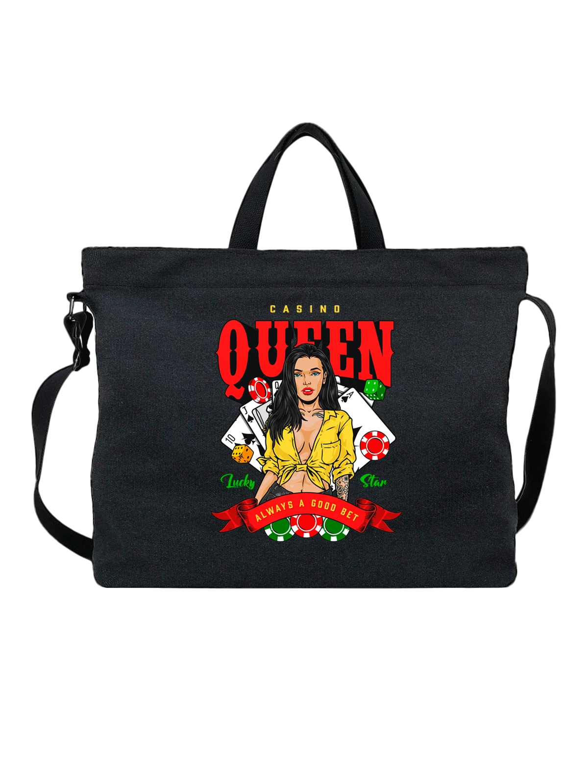 Сумка Казино девушка casino queen чёрная с принтом — подарок игроку — Чёрная, фото 1