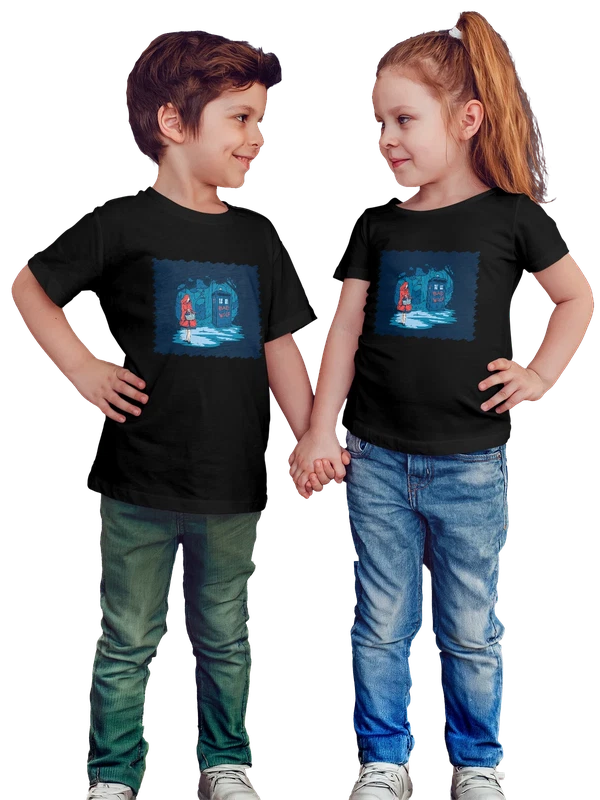 Футболка Минимализм Красная шапочка — Чёрная, фото 1