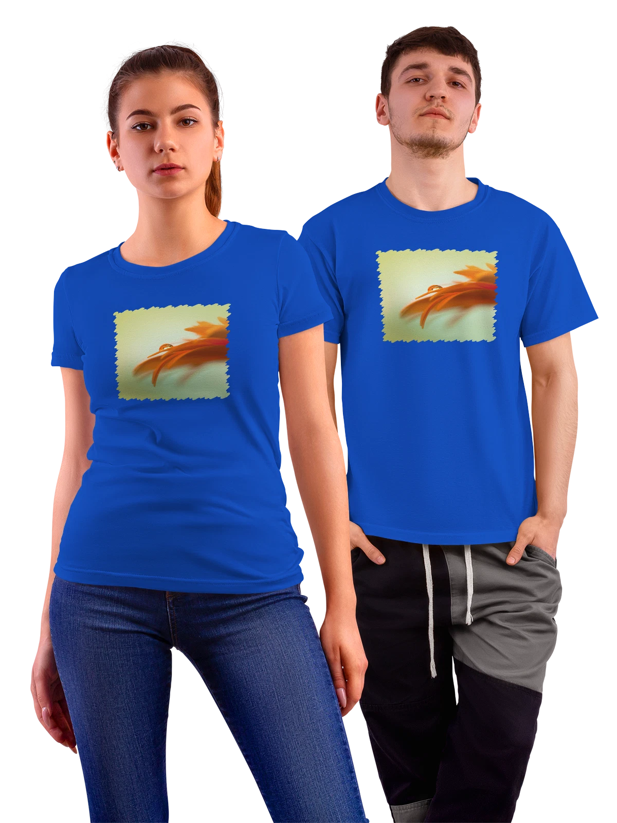 Футболка Макро Оранжевый цветок с Galaxy S3 синяя с принтом — живописное место — Синяя, фото 1