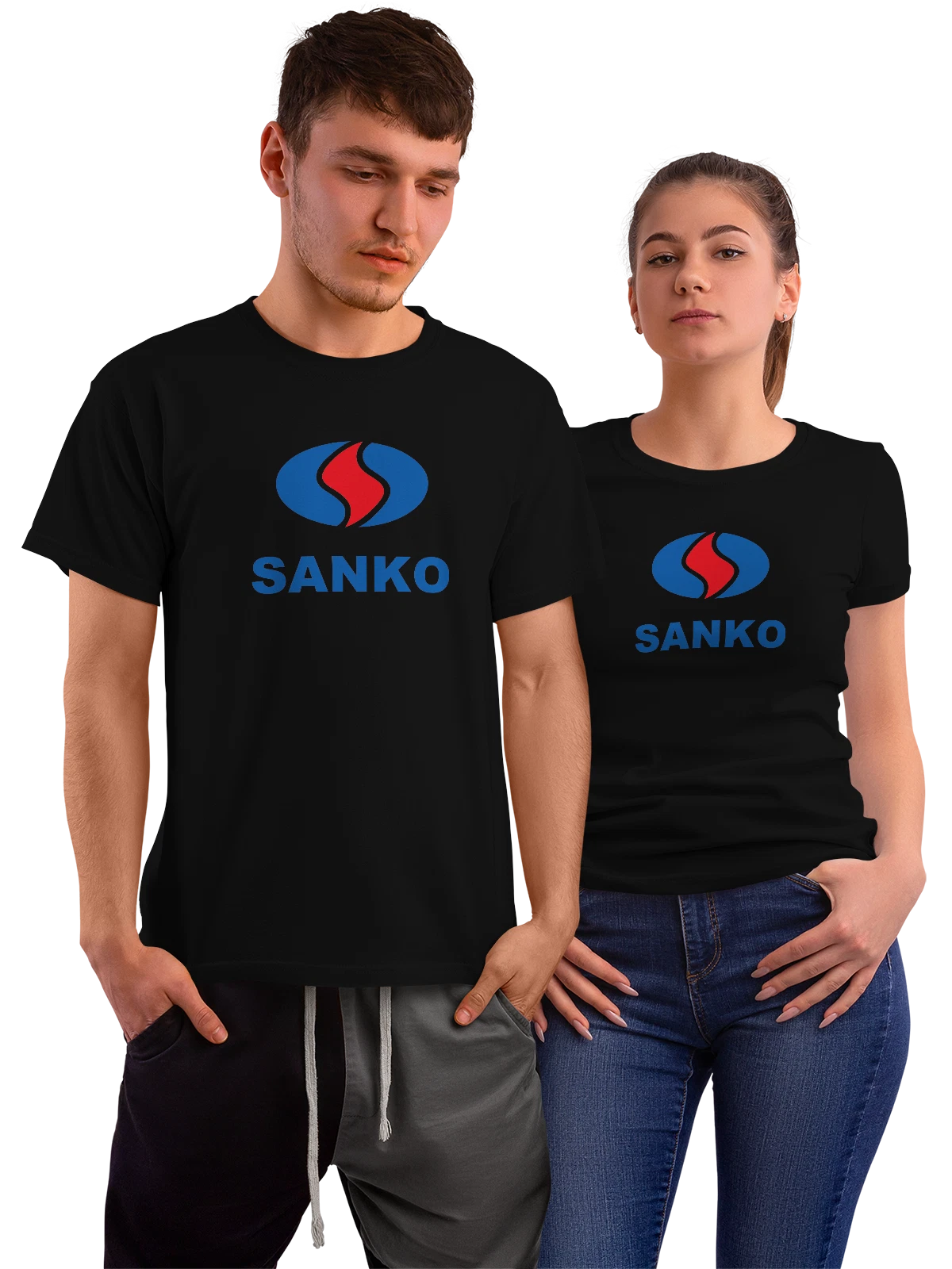 Футболка Sanko чёрная с принтом — современная айдентика — Чёрная, фото 1