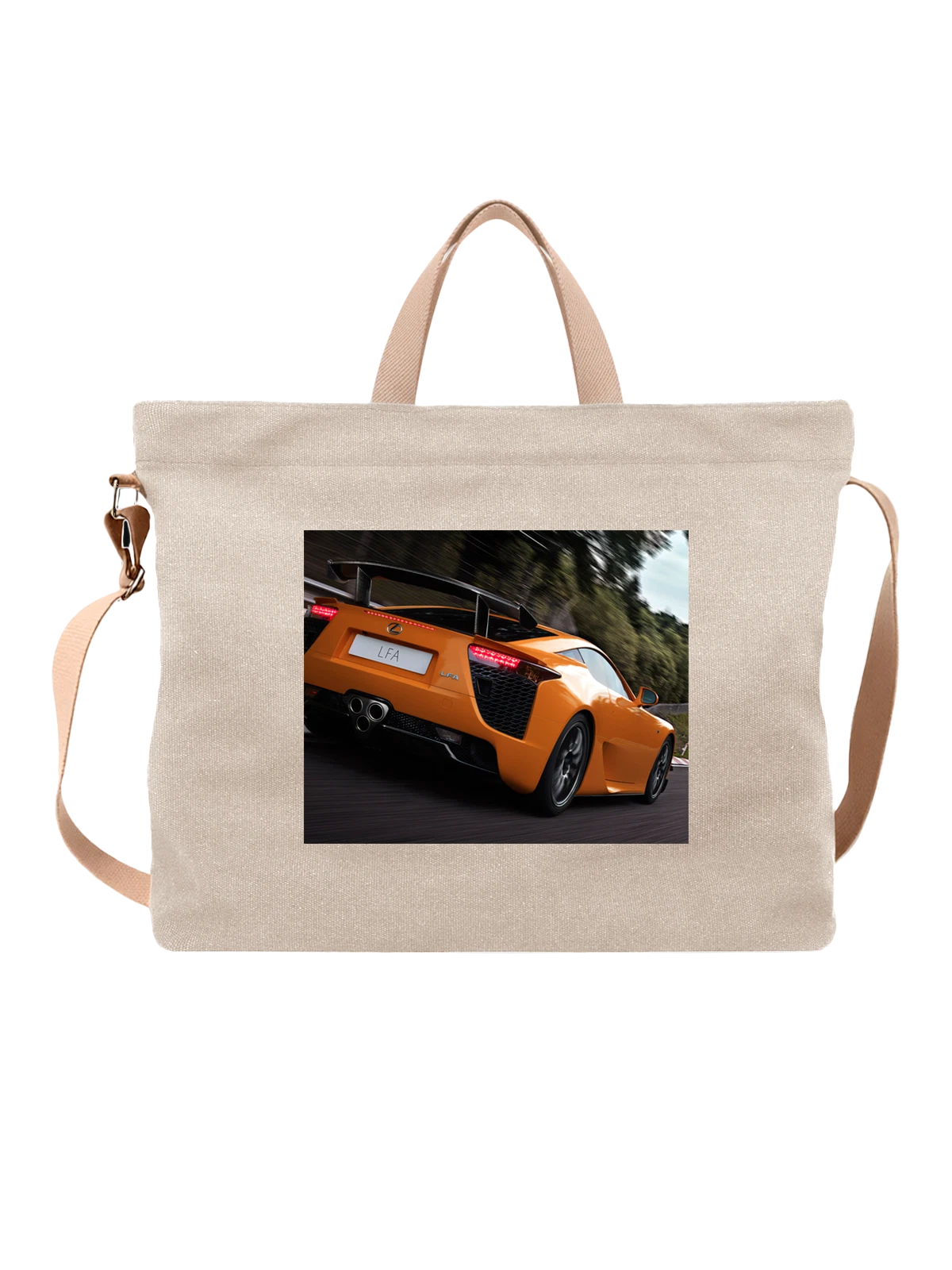 Сумка бежевая с принтом Машина Lexus LFA — легендарная модель — Бежевая, фото 1