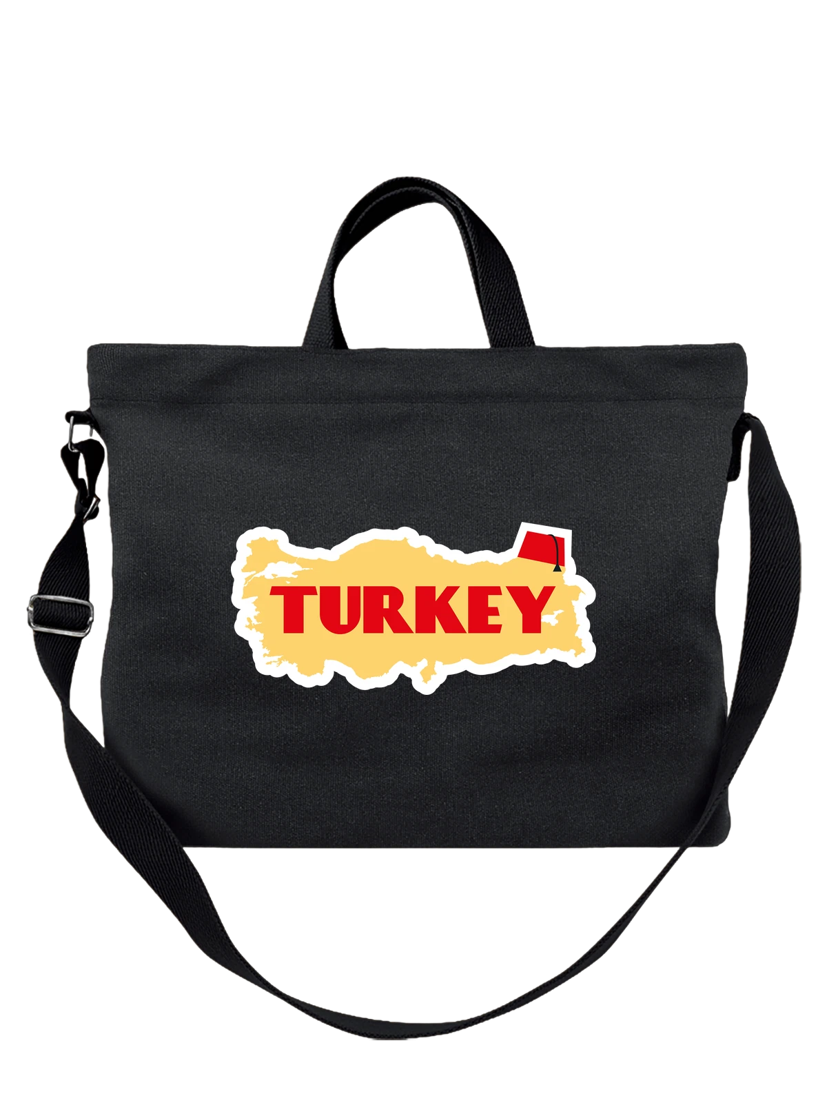 Сумка чёрная с принтом Турция карта и флаг Turkey — географический принт — Чёрная, фото 1