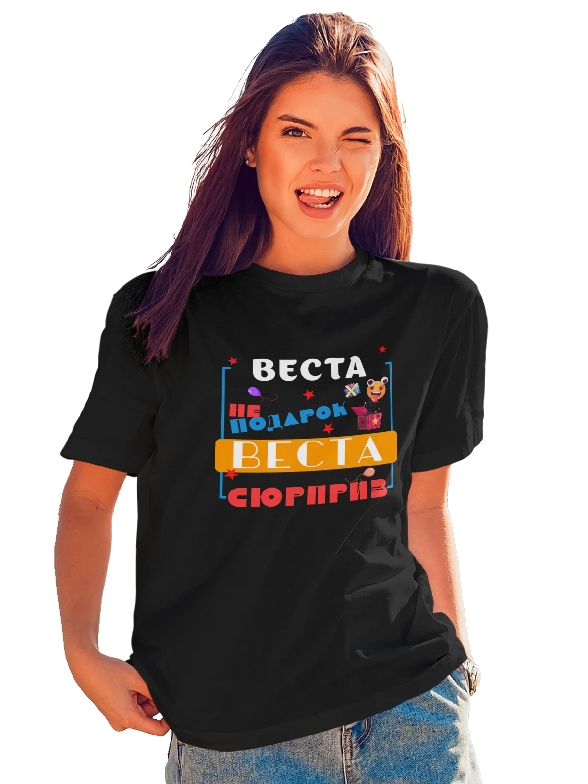 Футболка Имя Веста чёрная с принтом — персональный подарок — Чёрная, фото 1