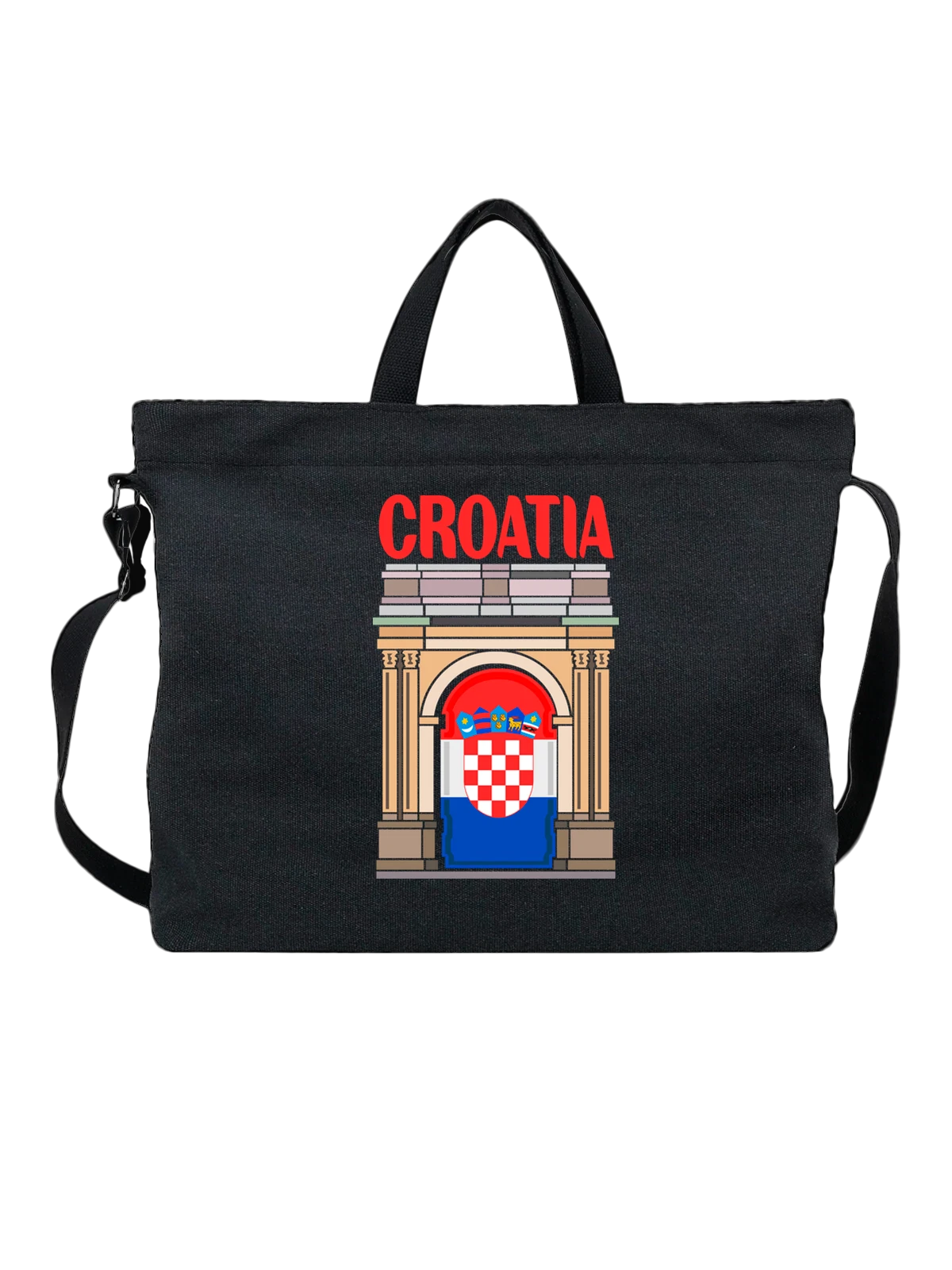 Сумка с флагом Хорватии Croatia чёрная с принтом — национальная символика — Чёрная, фото 1