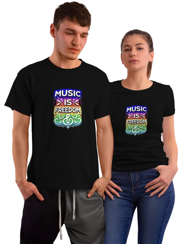 Футболка Музыка Music Свобода Freedom Надпись Арт — Чёрная, фото 1