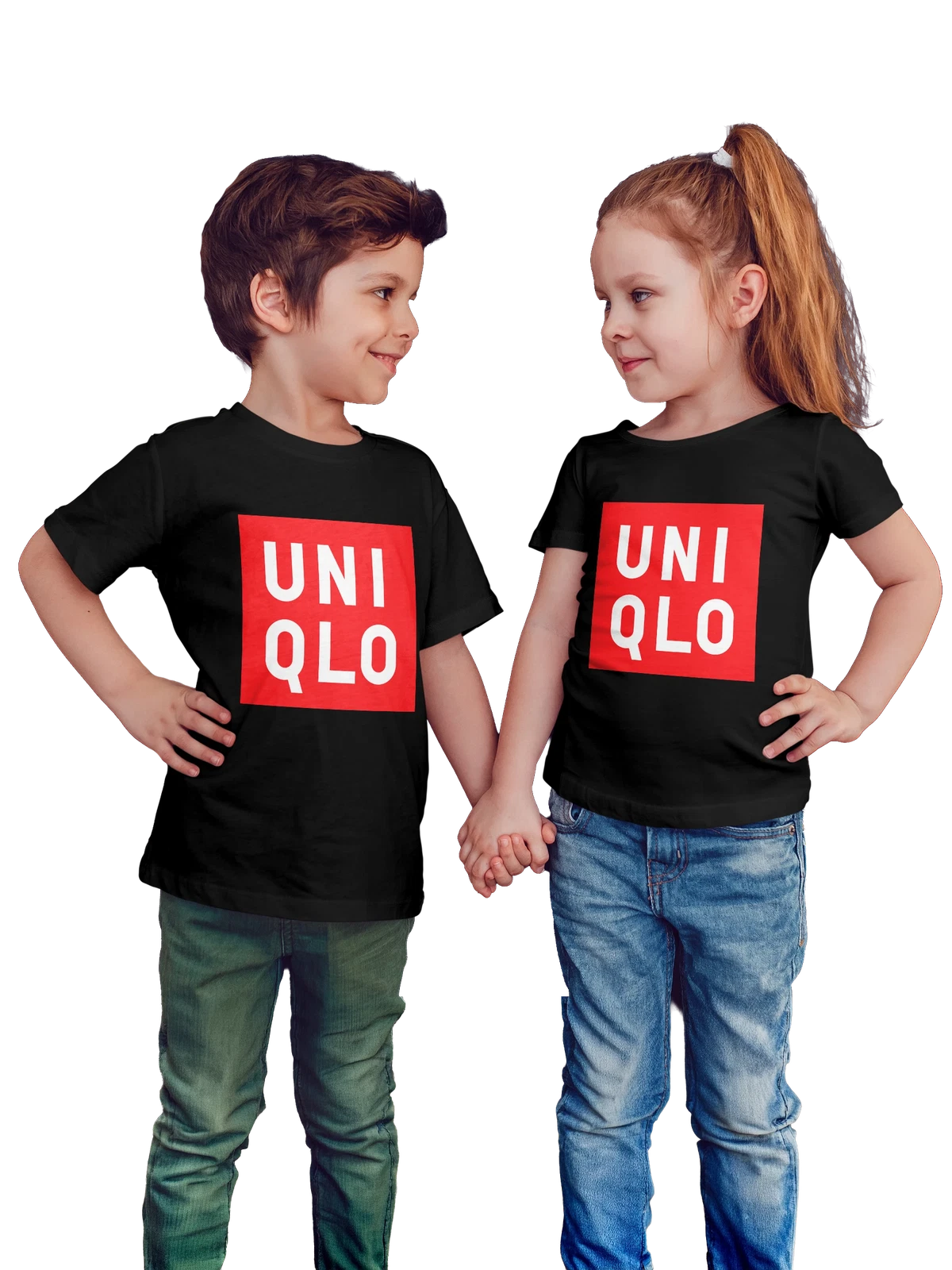 Футболка детская Uniqlo чёрная с принтом — минималистичный дизайн — Чёрная, фото 1