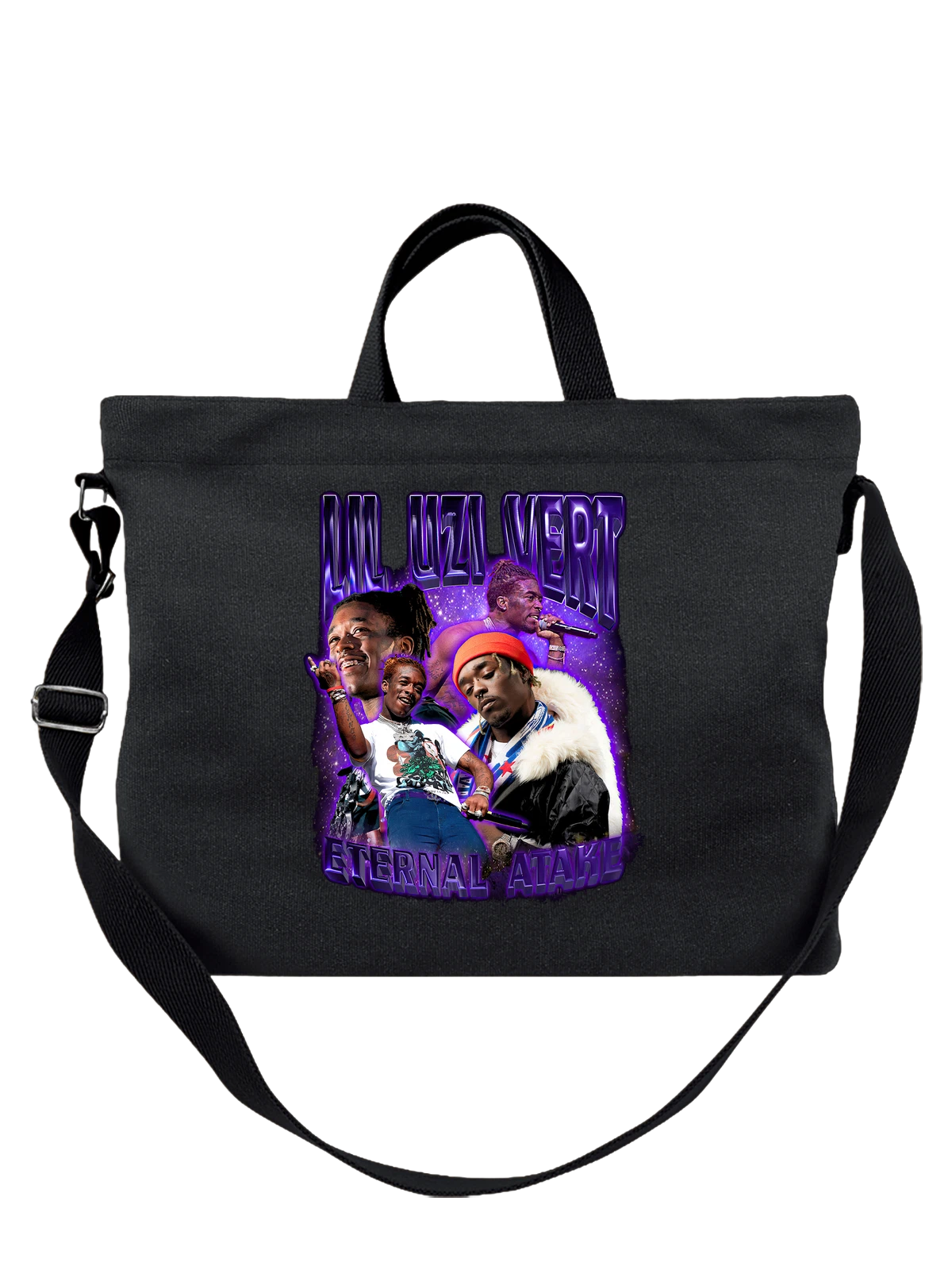 Сумка чёрная с принтом Lil Uzi Vert Eternal Atake на сцене — живое выступление — Чёрная, фото 1