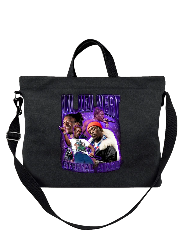 Сумка чёрная с принтом Lil Uzi Vert Eternal Atake на сцене — Чёрная, фото 1