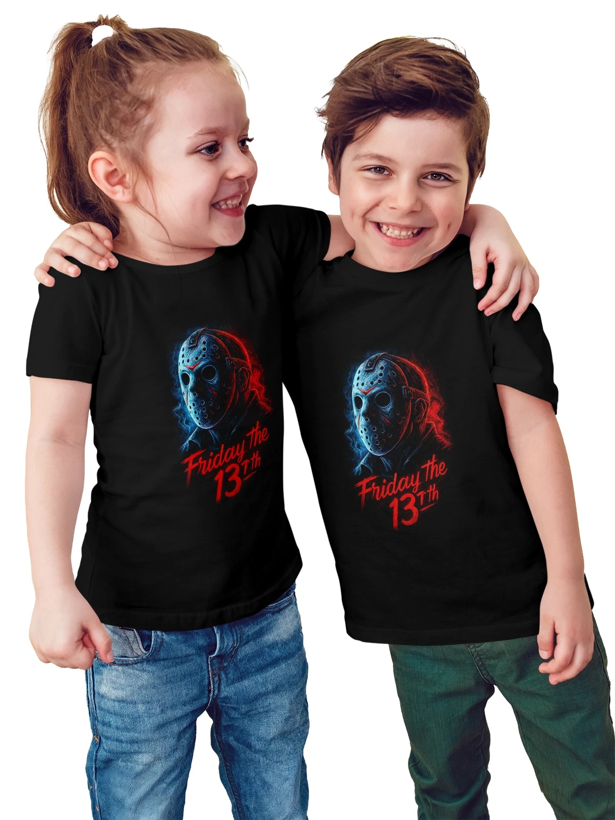 Футболка детская Джейсон Вурхиз в хоккейной маске Friday the 13th чёрная с принтом — маска убийцы — Чёрная, фото 1