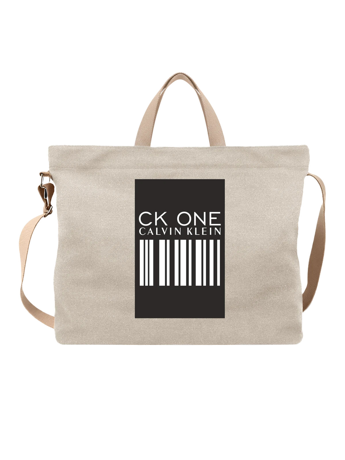 Сумка Calvin Klein CK One с минималистичным логотипом белая с принтом — дизайнерская одежда — Белая, фото 1