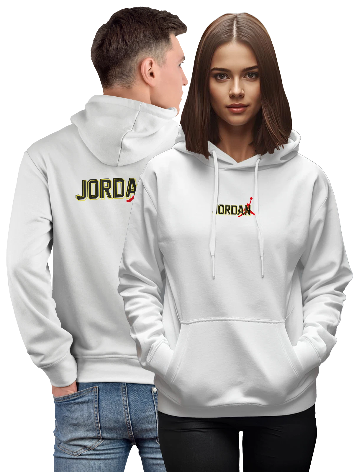 Худи Jordan белое с принтом — контрастный принт — Белая, фото 1