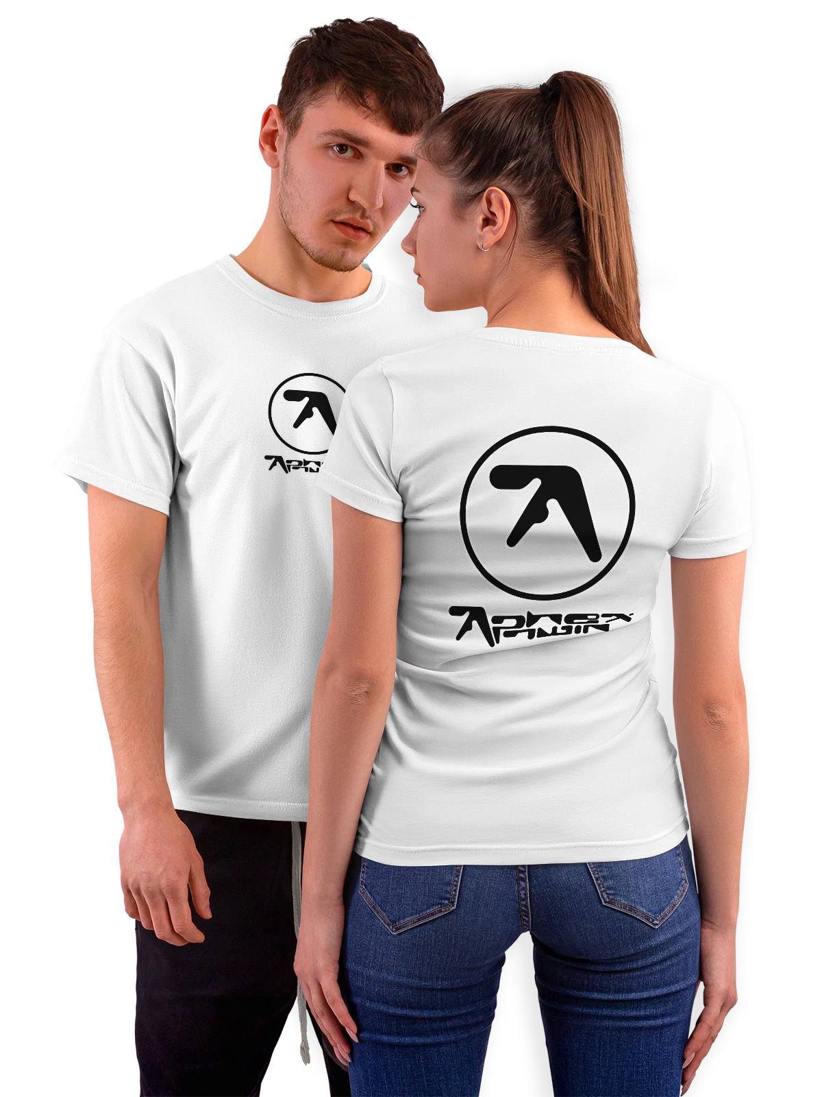 Футболка Aphex Twin логотип белая с принтом на спине — футболка с принтом — Белая, фото 1