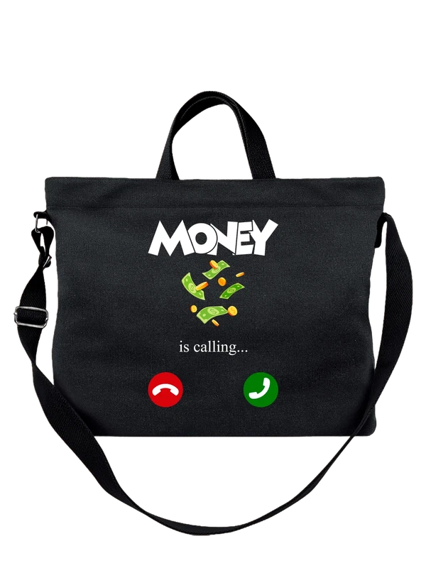 Сумка надпись money is calling — Чёрная, фото 1