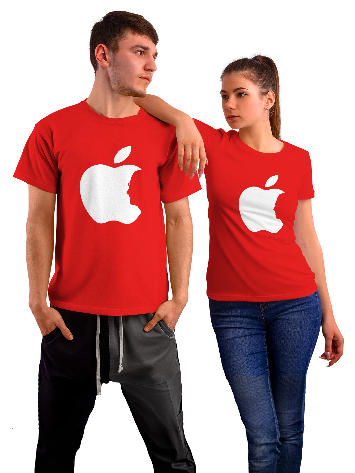 Футболка Apple красная с принтом — минималистичный принт — Красная, фото 1